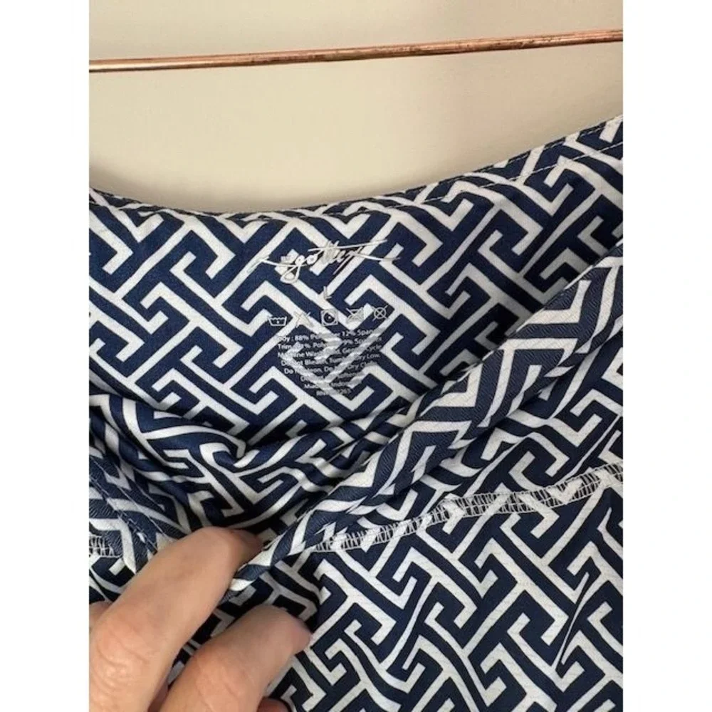 Gottex Womens Navy White Geometric Greek Key Print Athletic Tennis‎ Skort Large